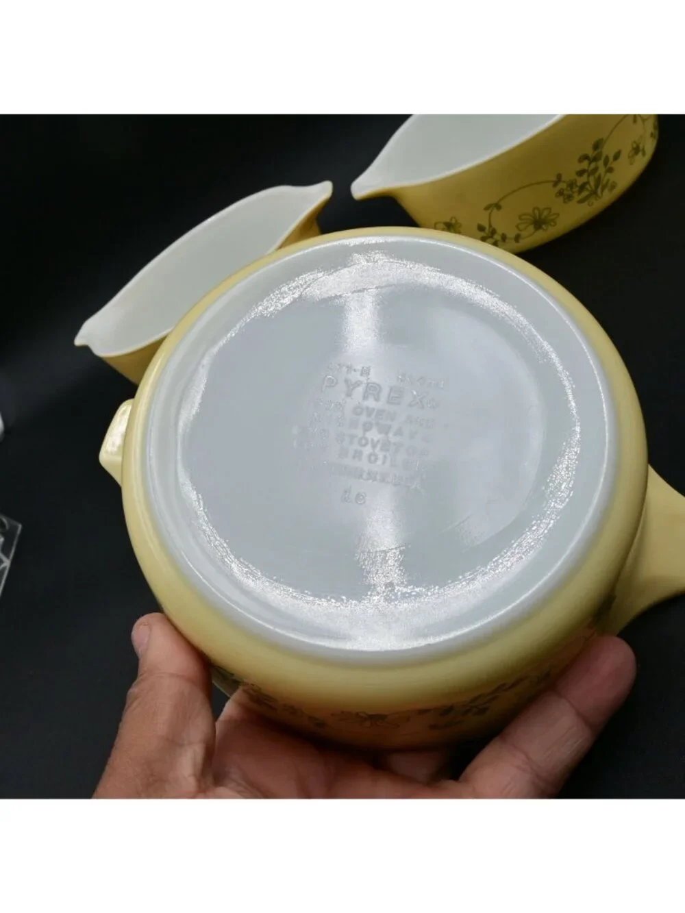 Pyrex Shenandoah Casserole Set of 3 Serving Bowls Yellow Floral No Lids